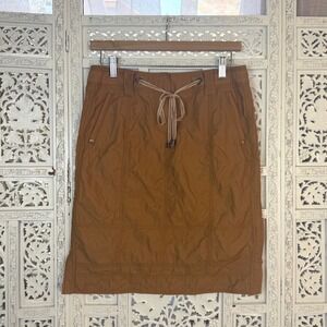 Vtg Camel Brown Low Rise Cargo Skirt Womens‎ 6 Utility Knee Length Pockets
